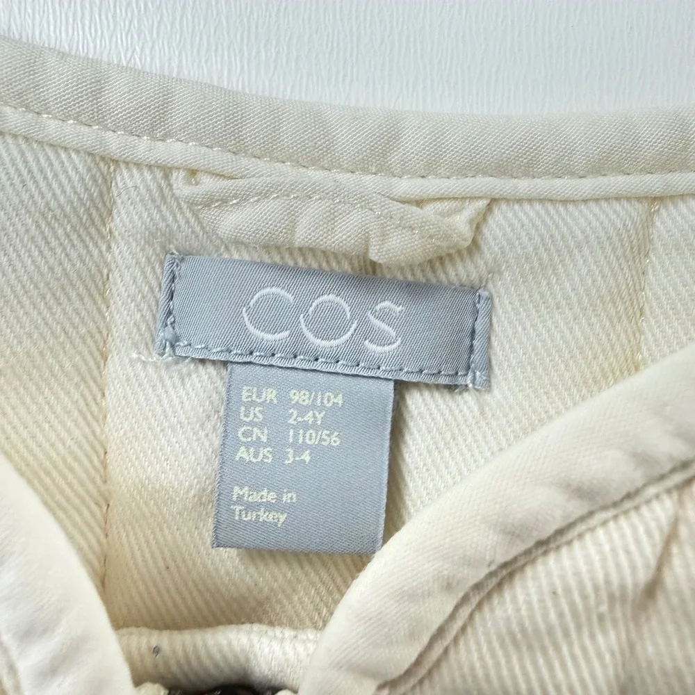 COS Kids Quilted Denim Vest Off White Cream Zip Front Size 2-4Y EUR 98/104
